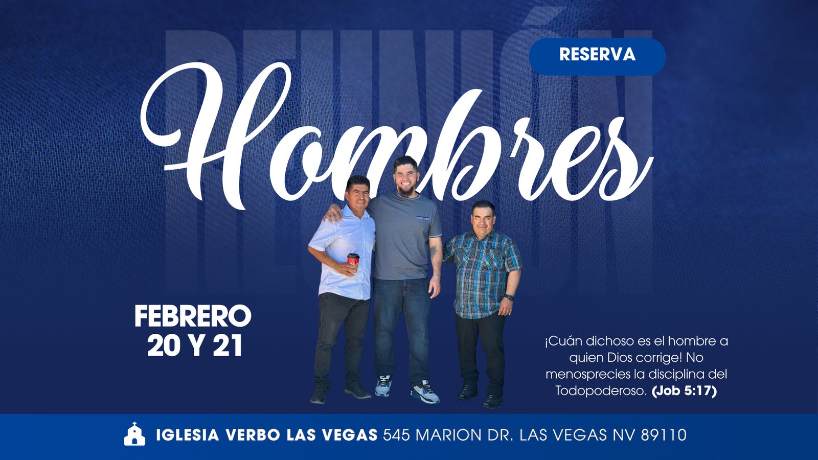 Post facebook Invitación iglesia culto evento cristiano servicio religioso hombres Religión Azul